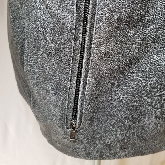 Max&Co., Italian, Lambskin Leather, Moto Jacket, Gray - Picture 6 of 8